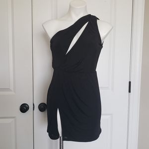 Lucy In The Sky Black One Shoulder Keyhole Slit Mini Dress M